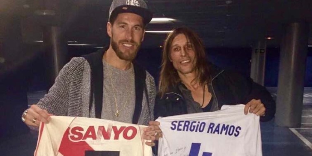 Caniggia le regaló una camiseta del Burrito Ortega a Sergio Ramos