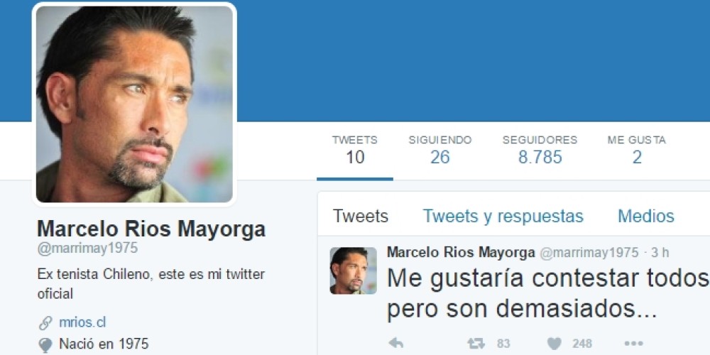 El ex tenista chileno Marcelo Ríos se abrió una cuenta de Twitter
