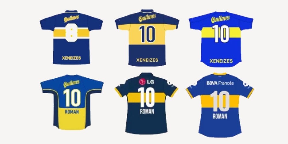 Un fanático recopiló todas las camisetas de Riquelme en Boca