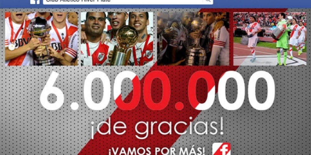 River super&oacute; los 6 millones de fans en Facebook