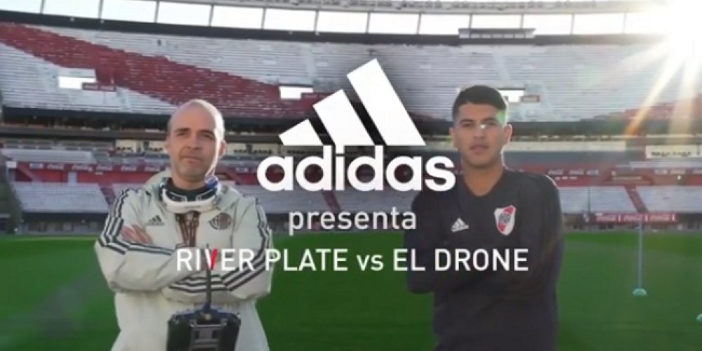 El divertido desaf&iacute;o de velocidad entre un drone y un jugador de River Plate