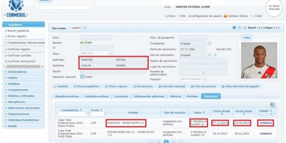 Amnistía por el Centenario: el curioso recurso que presentó el Santos para exculpar a Carlos Sánchez
