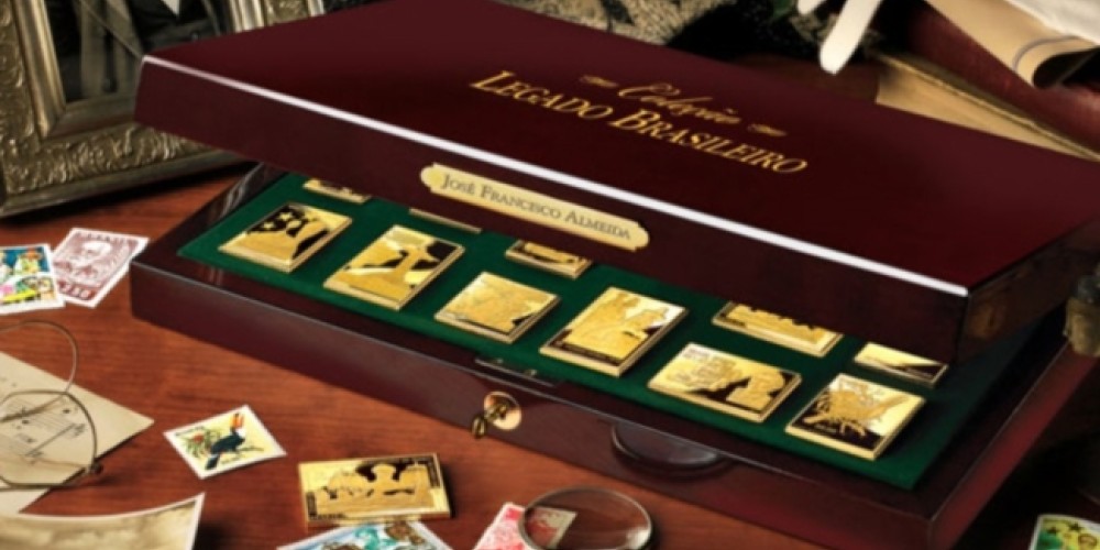 El correo brasilero lanzó una colección de sellos bañados en oro por el Mundial