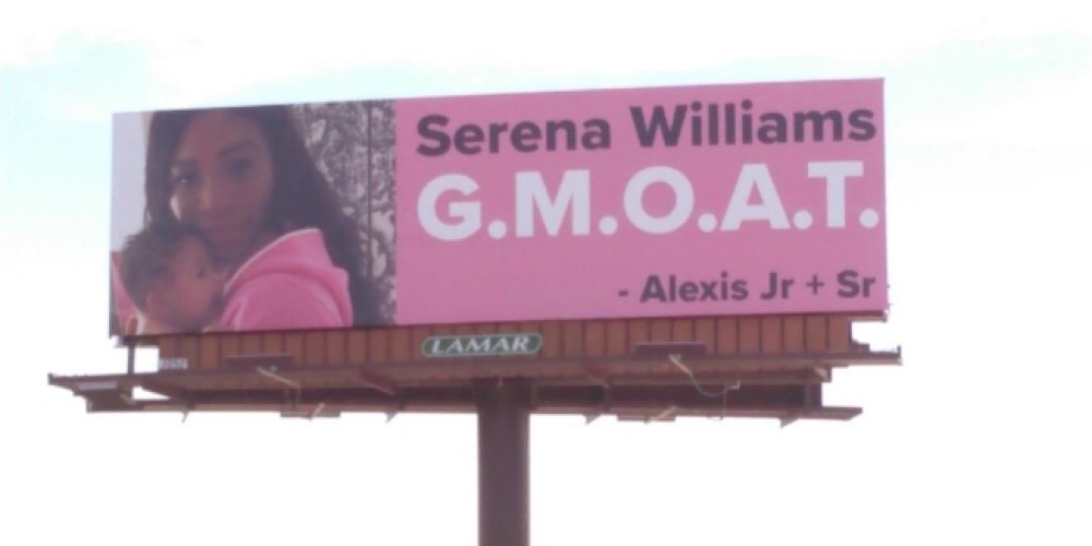 El marido de Serena Williams motiva a su esposa con vallas publicitarias