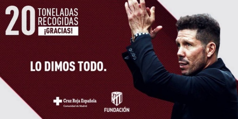 Simeone se al&iacute;a con el Atl&eacute;tico de Madrid y junta 20 toneladas de comida para la Cruz Roja