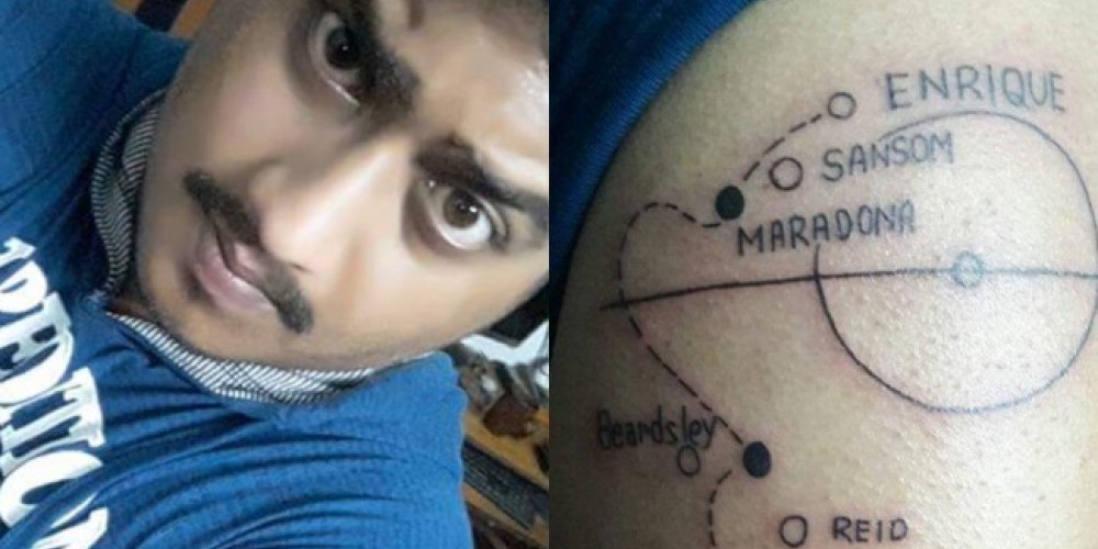 Insólito: El indio que se tatuó el gol del siglo de Maradona