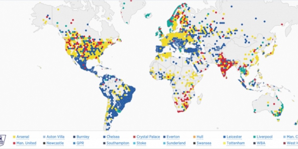 Twitter lanzó el mapa de hinchas de la Premier League en todo el mundo