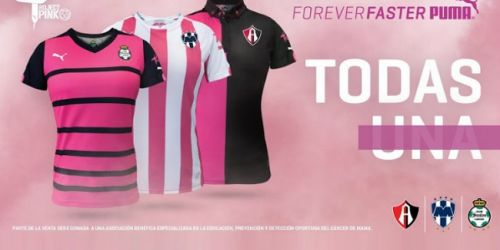 Puma presentó las camisetas rosas de Atlas, Santos Laguna y Rayados de Monterrey