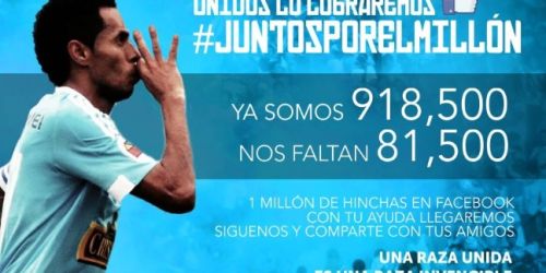 Sporting Cristal alentó a sus hinchas a llegar al millón de fanáticos en Facebook