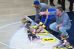 La carrera de bebes que hizo un equipo de la NBA en un entretiempo