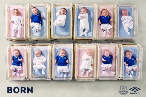 Umbro eligi&oacute; a un grupo de beb&eacute;s para presentar la nueva camiseta del Everton