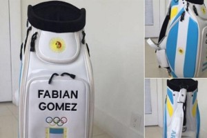 Fabi&aacute;n G&oacute;mez y Emiliano Grillo mostraron sus bolsas de palos especiales para el golf ol&iacute;mpico