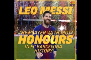 A trav&eacute;s de un emotivo video el FC Barcelona reconoci&oacute; a Messi como el m&aacute;s ganador de la historia del club