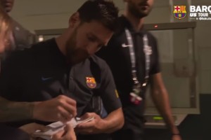 El FC Barcelona present&oacute; lo mejor de la pretemporada de Messi en menos de dos minutos