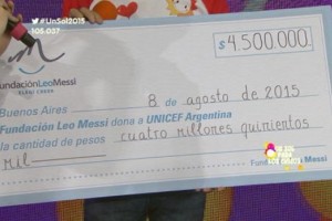 Lionel Messi don&oacute; 4.5 millones de pesos a UNICEF Argentina