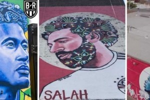 Un artista retrat&oacute; a Salah, Pogba y Neymar en tres ciudades distintas de Estados Unidos