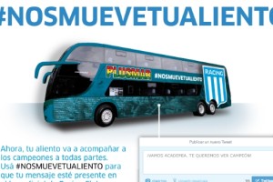 Los tuits de los hinchas de Racing pueden aparecer en el micro oficial