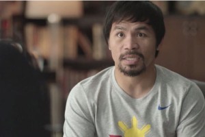 Pacquiao est&aacute; euf&oacute;rico por la pelea en el comercial de Foot Locker